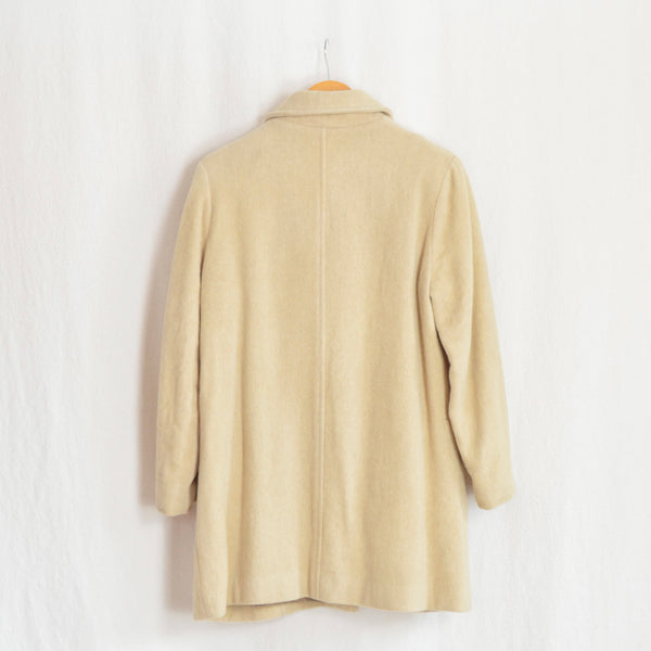 warm yellow beige button down vintage pure wool penguin peacoat