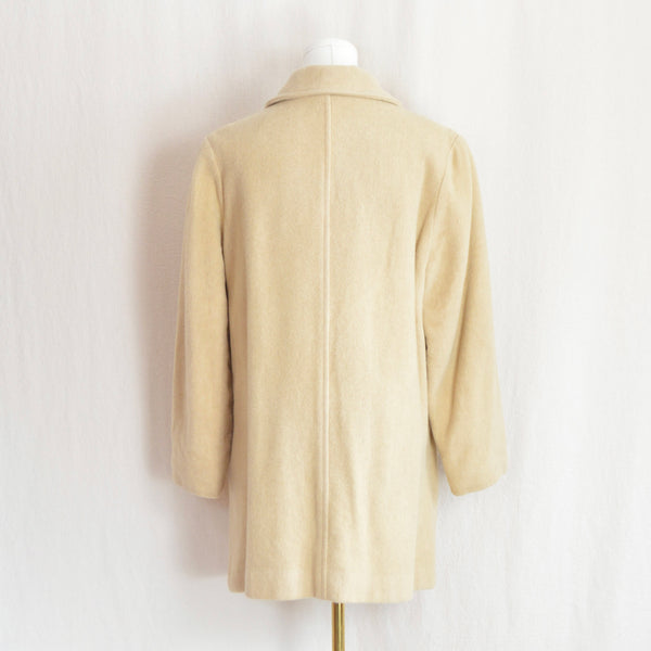 warm yellow beige button down vintage pure wool penguin peacoat