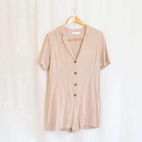 soft dusty rose/beige short sleeve summer playsuit