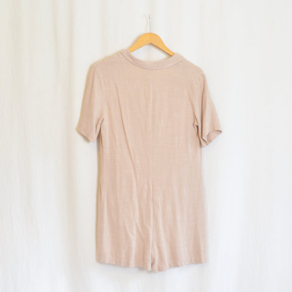 soft dusty rose/beige short sleeve summer playsuit