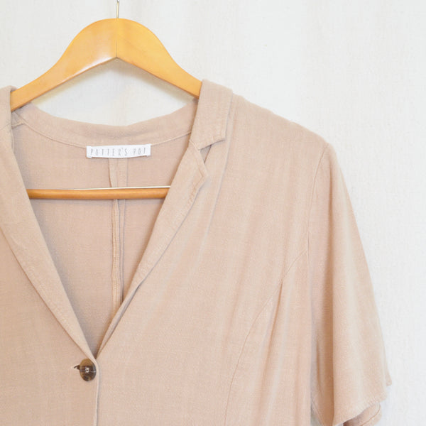 soft dusty rose/beige short sleeve summer playsuit