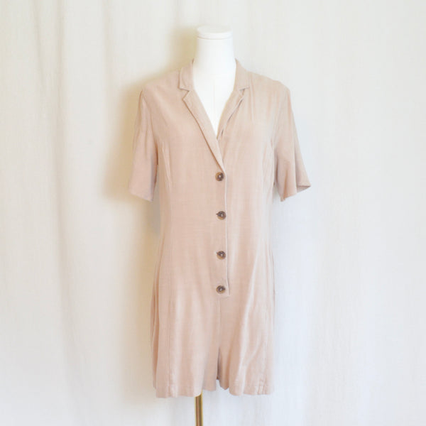 soft dusty rose/beige short sleeve summer playsuit