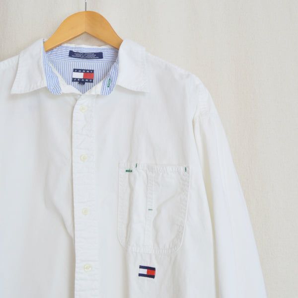 pure cotton long-sleeved white vintage tommy jeans shirt