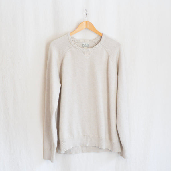 super soft beige cotton and cashmere crew neck sweater