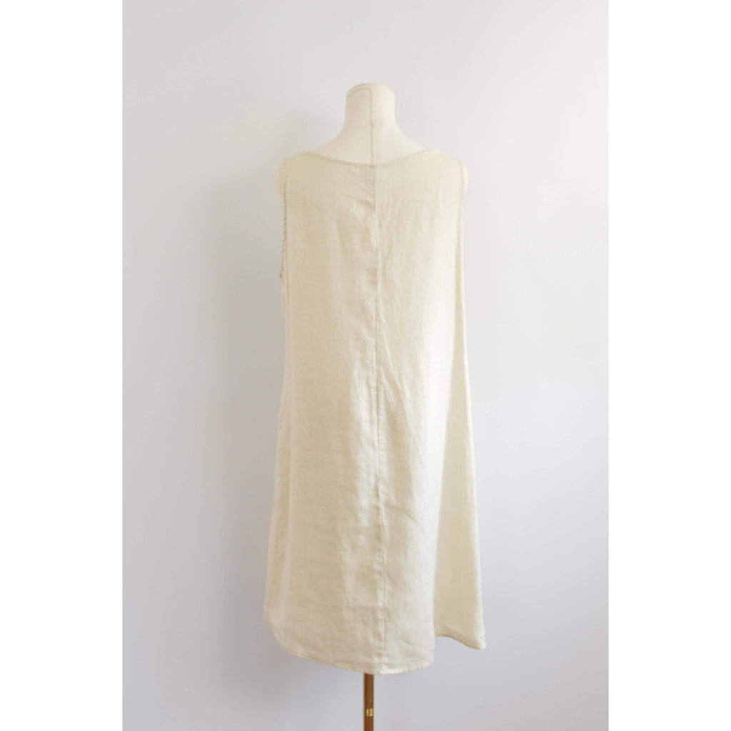 light beige linen tent tank dress with pockets