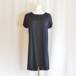 simple silk black mini tee shirt dress
