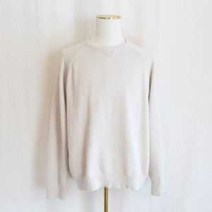 super soft beige cotton and cashmere crew neck sweater