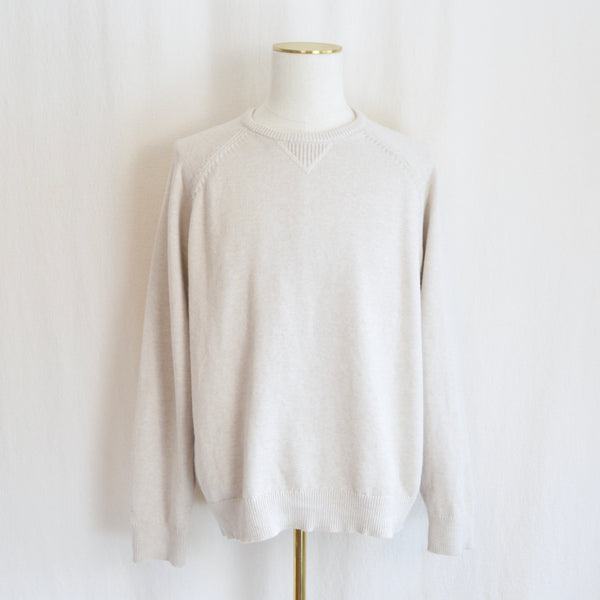 super soft beige cotton and cashmere crew neck sweater