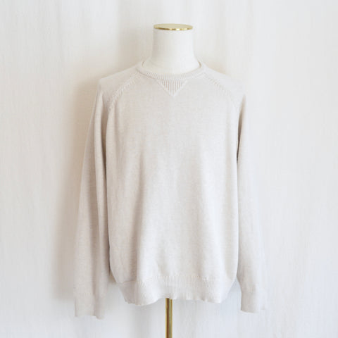 super soft beige cotton and cashmere crew neck sweater