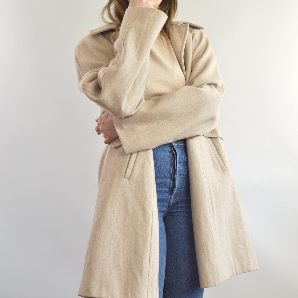 perfect mid length light beige vintage london fog wool overcoat