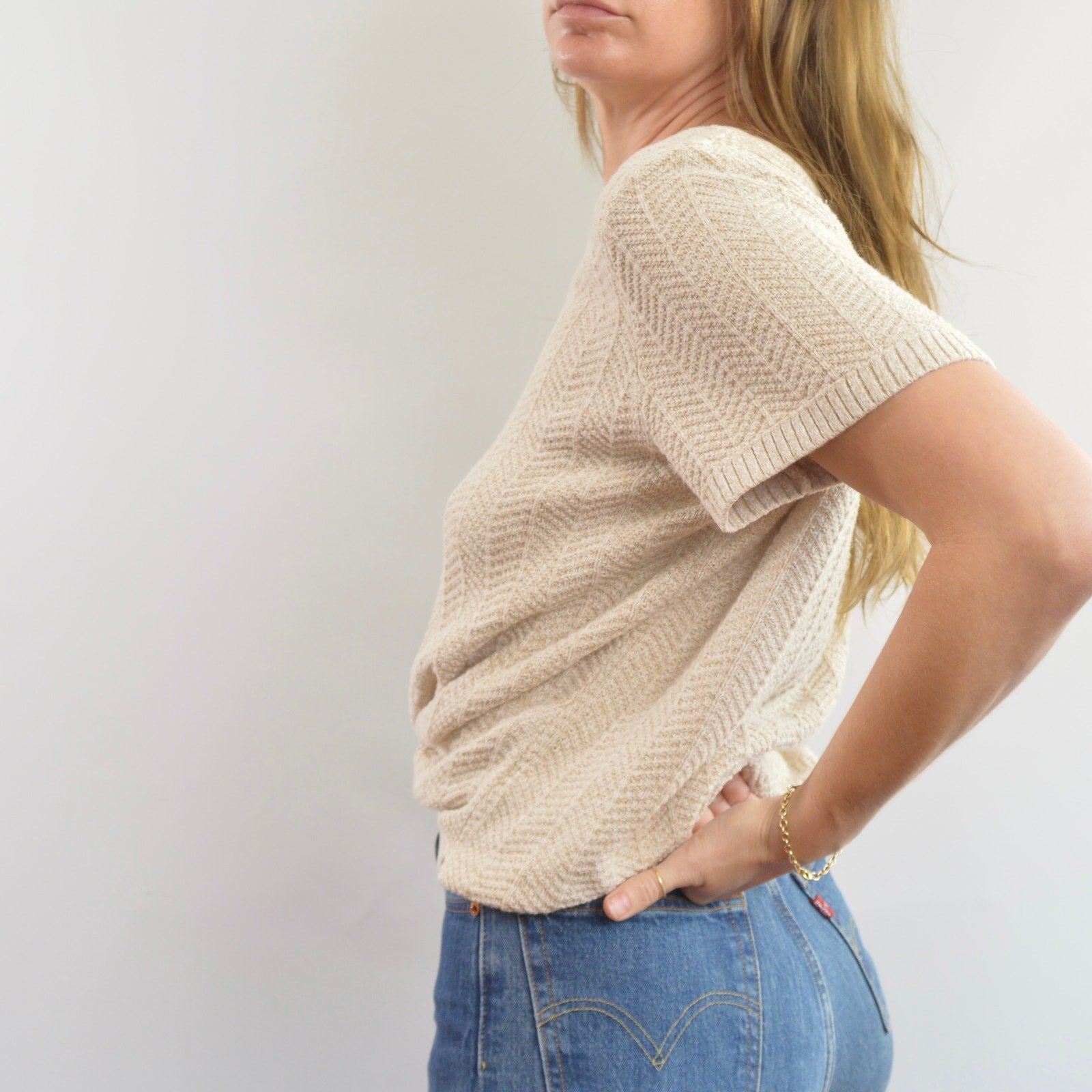 oversized cream and beige cotton sweater tee