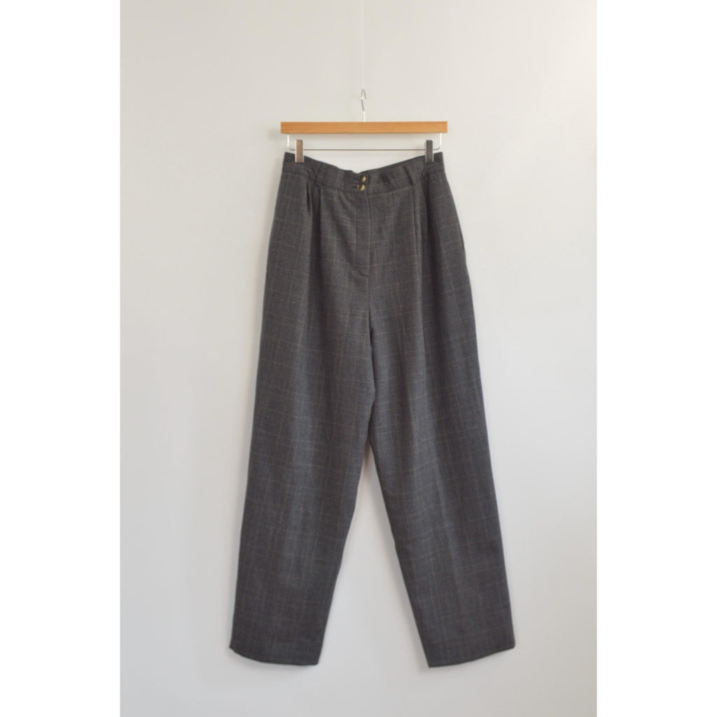 dark gray pure wool vintage andrea vicarro straight leg high waisted pants