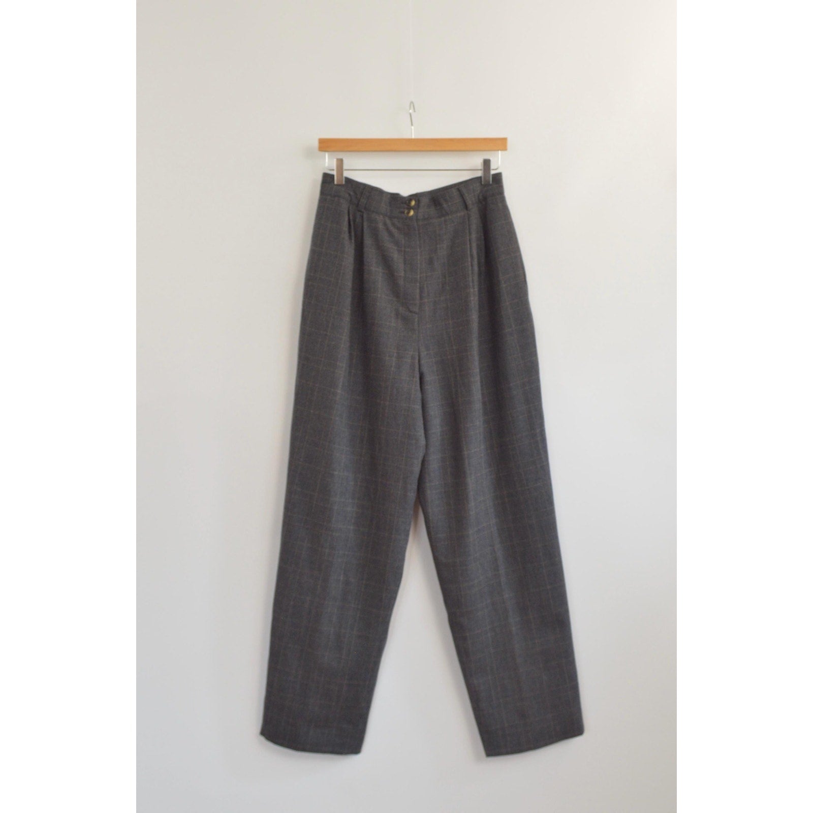 dark gray pure wool vintage andrea vicarro straight leg high waisted pants