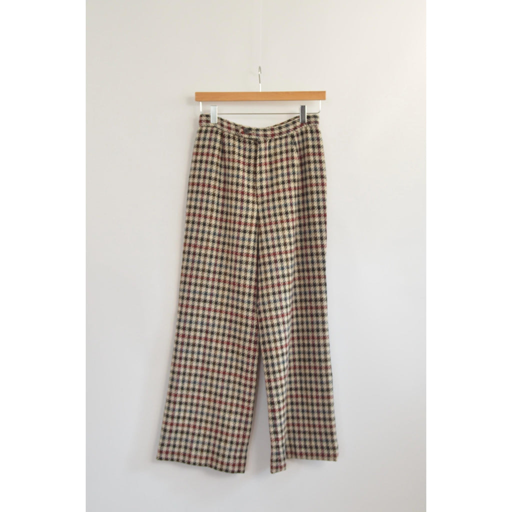 26 x 27 beige and black houndstooth wide leg wool pants
