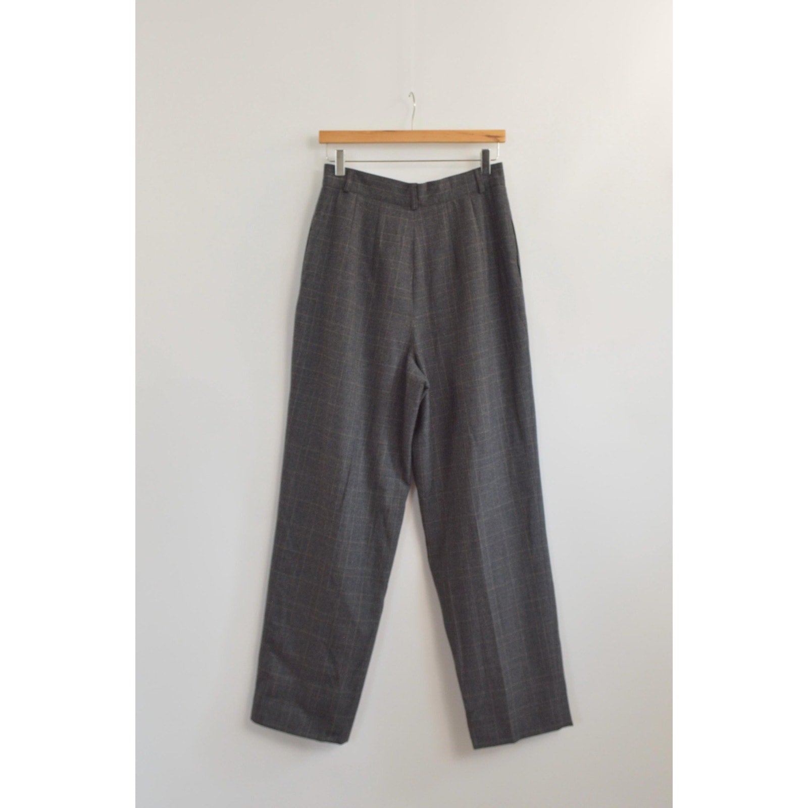 dark gray pure wool vintage andrea vicarro straight leg high waisted pants