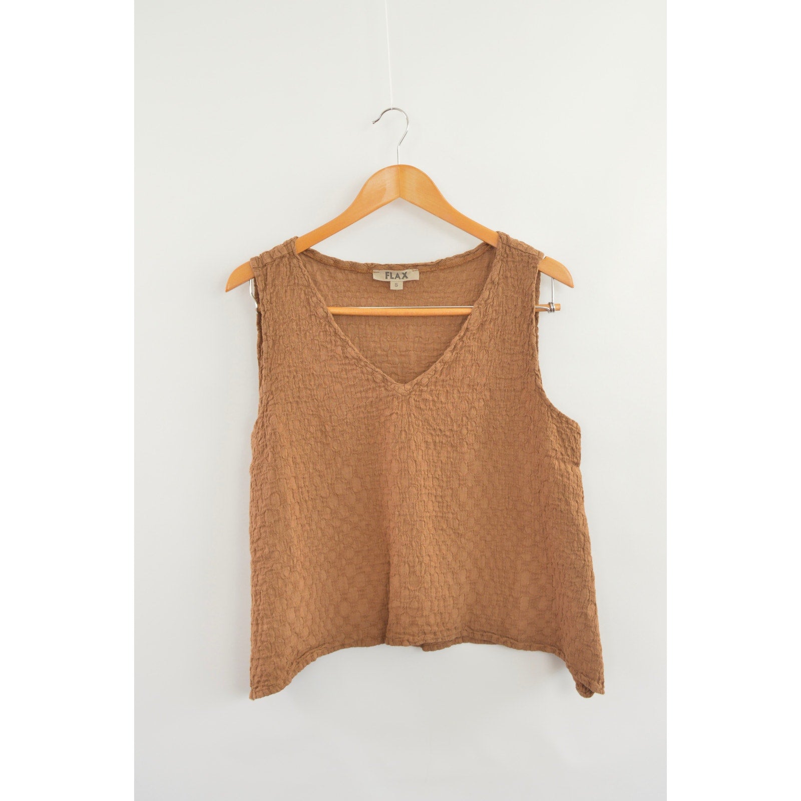 brown textured linen flax tank