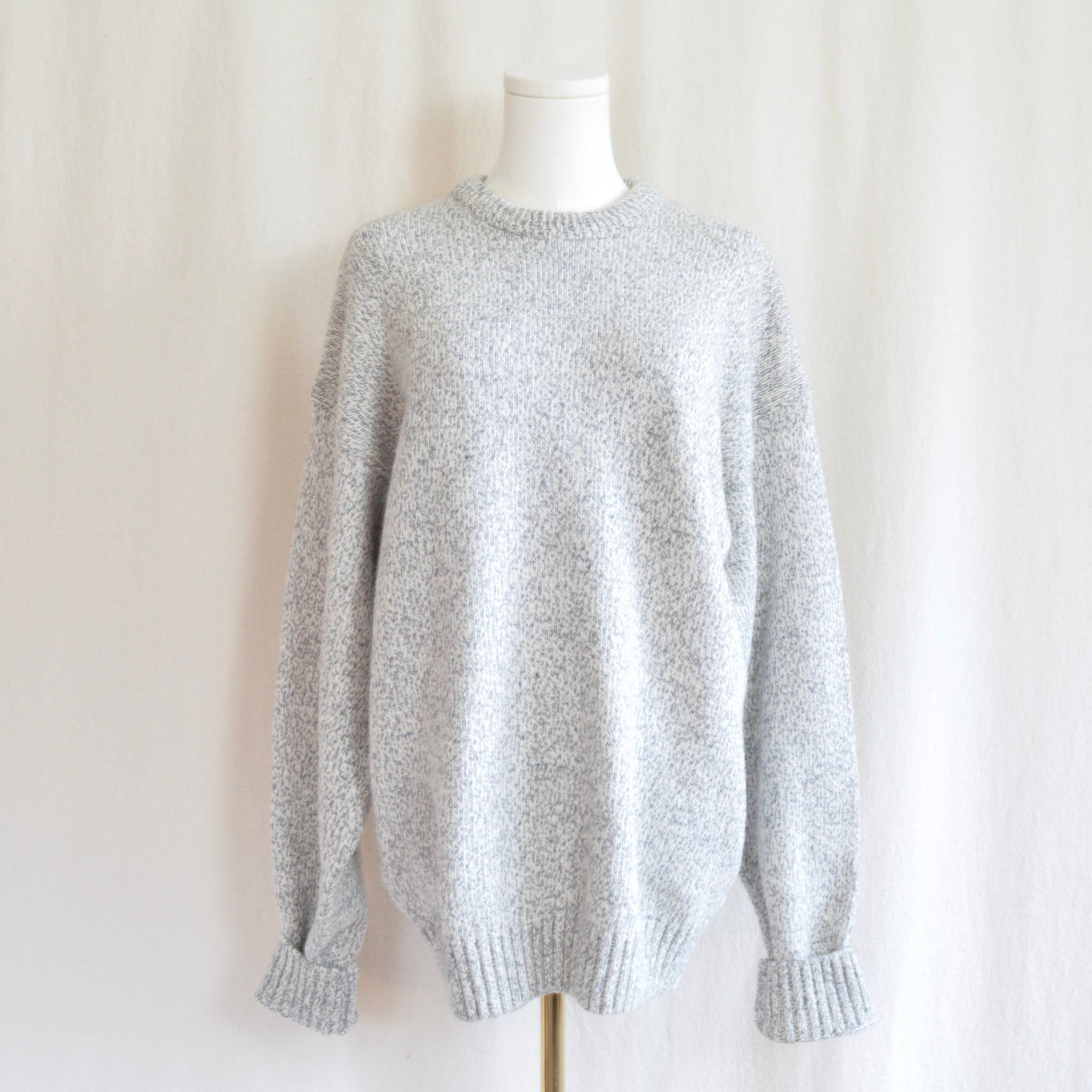 gray marled cotton and wool blend northwoods crew neck
