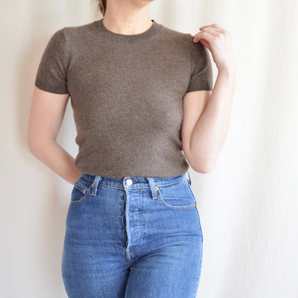 simple brown cashmere tee