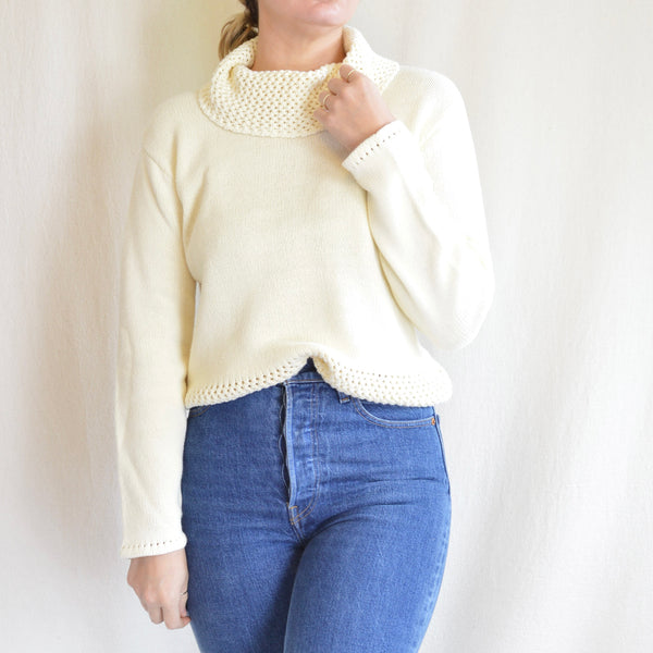 pure cotton ivory cowl neck sweater