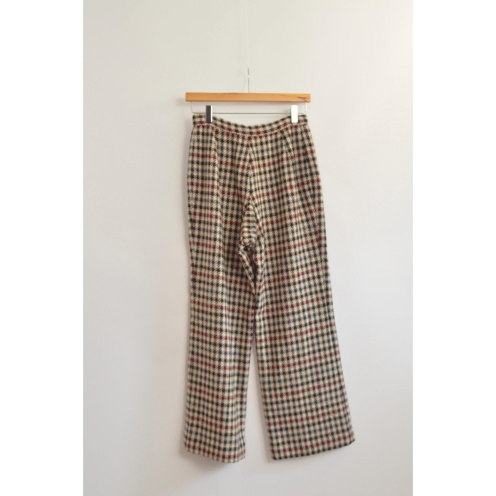 26 x 27 beige and black houndstooth wide leg wool pants