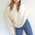 classic off white crew neck vintage eddie bauer cotton sweater