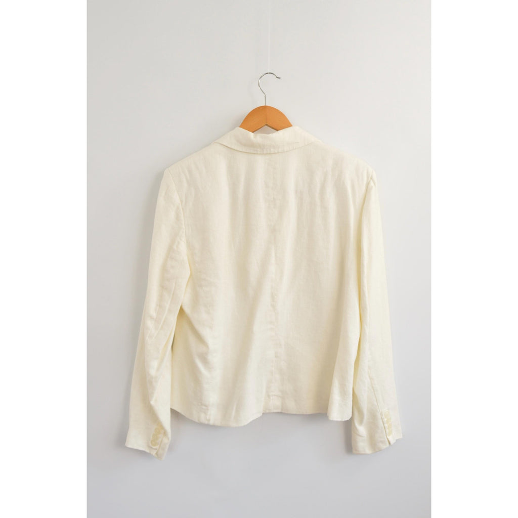 fully lined ivory cropped linen vintage chaps blazer