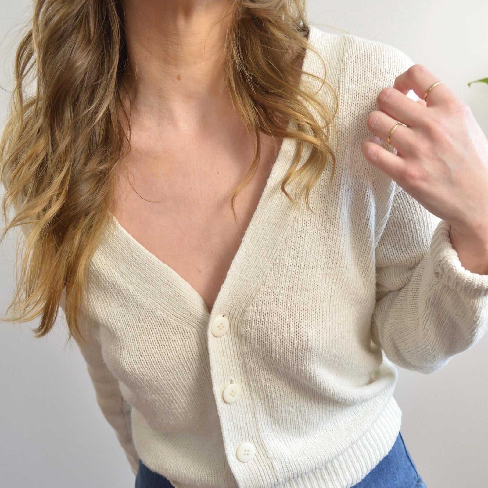 simple off-white silk and cotton blend cardigan