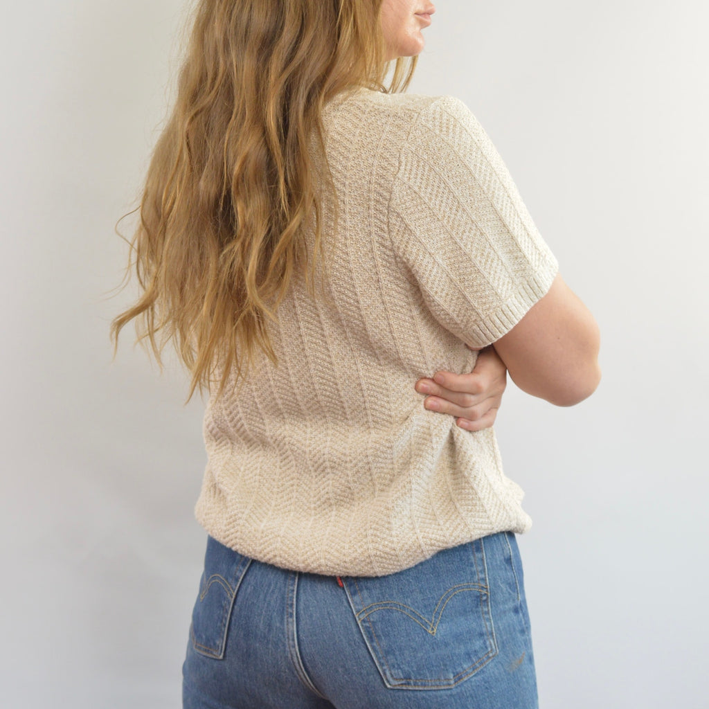 oversized cream and beige cotton sweater tee