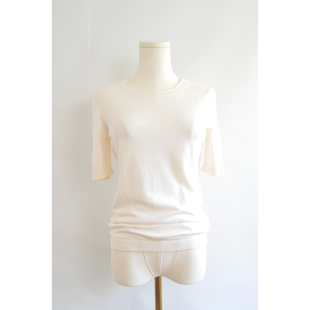 simple cream cotton knit sweater tee