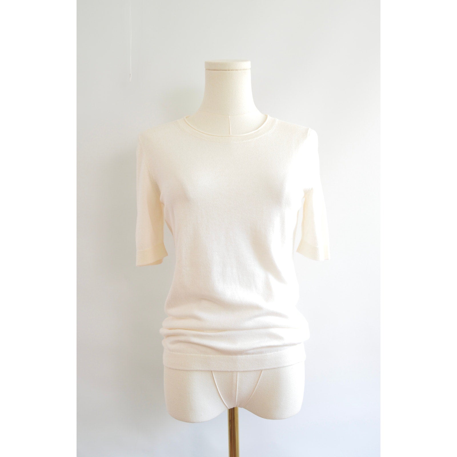 simple cream cotton knit sweater tee