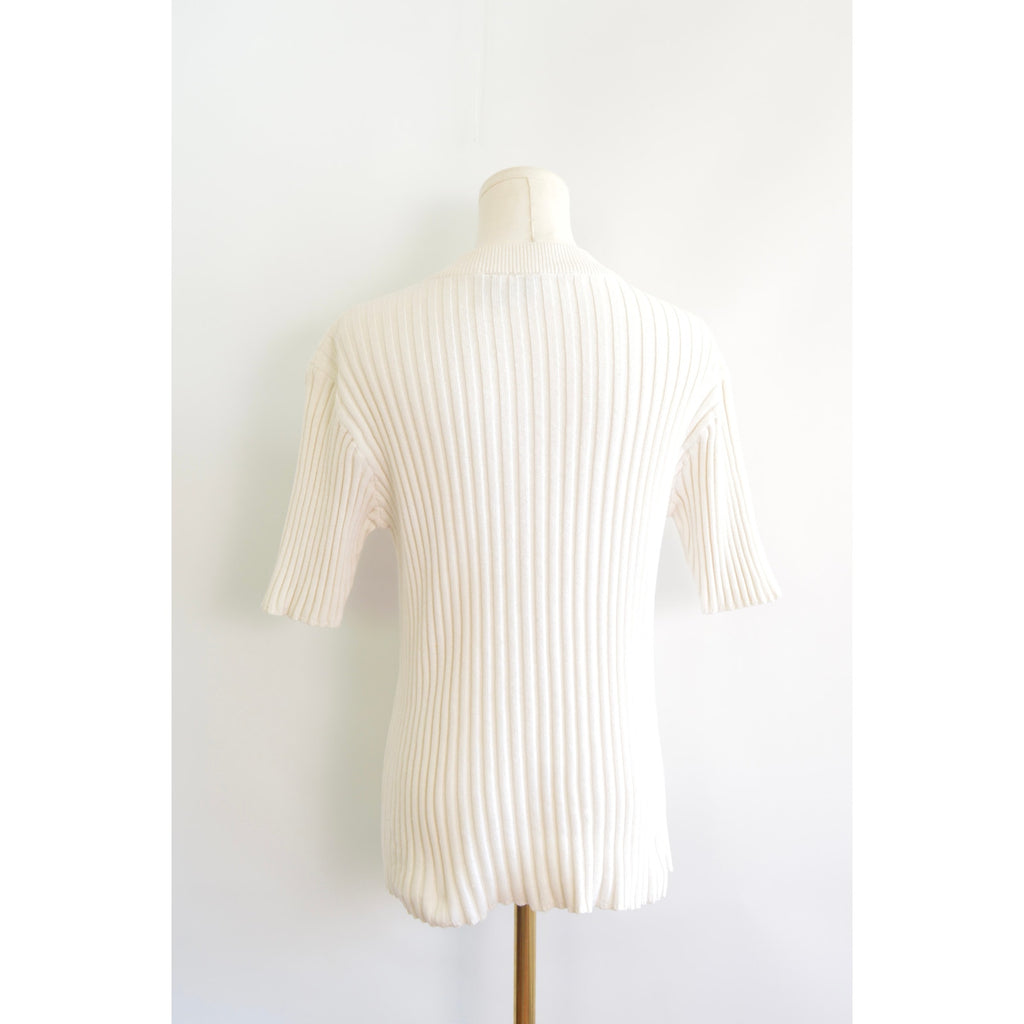 white cotton mock neck ribbed sweater tank