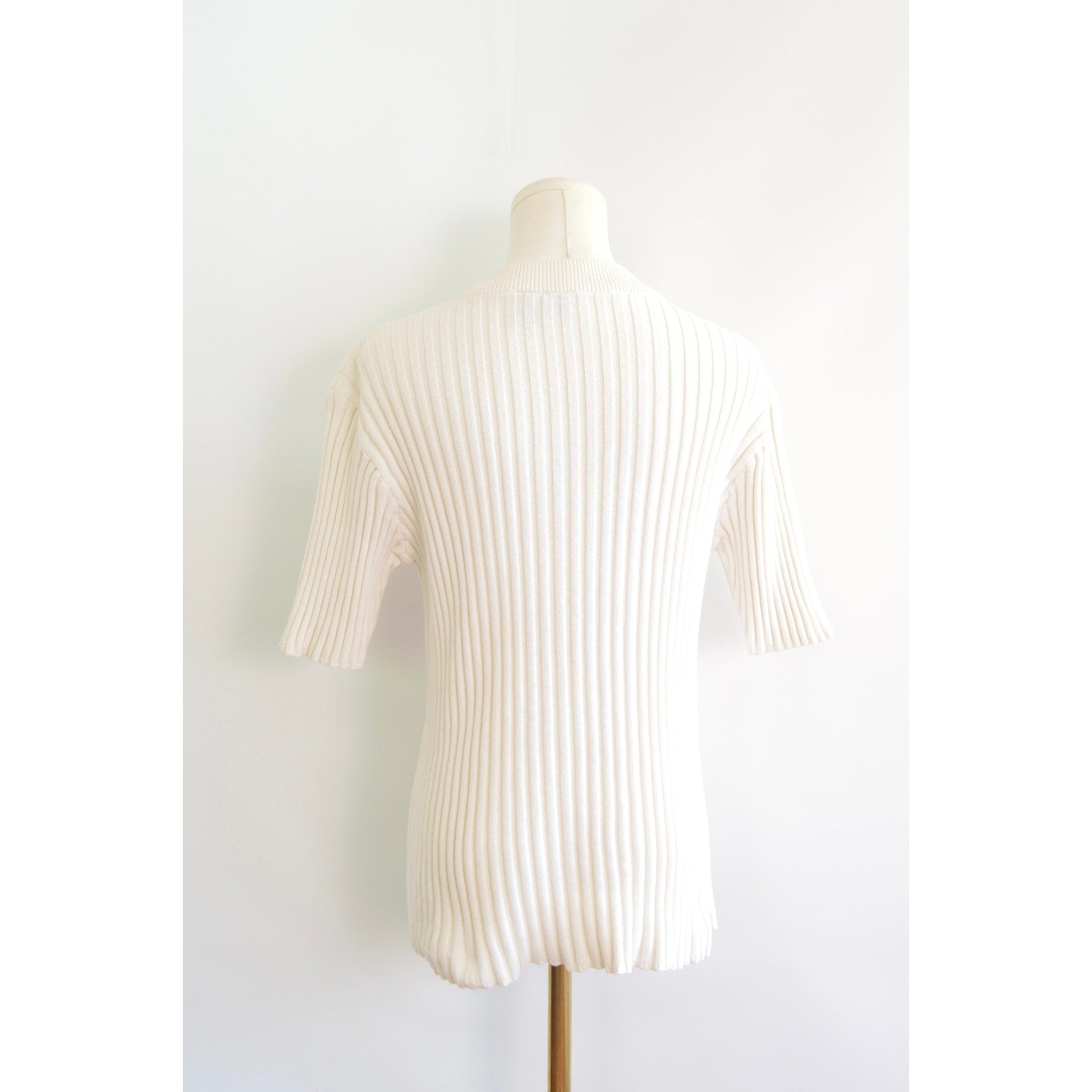 white cotton mock neck ribbed sweater tank