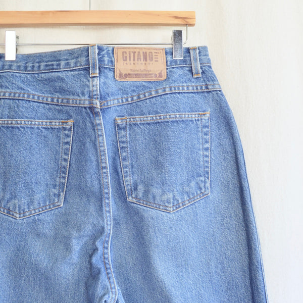32 x 33 vintage high waisted long length gitano mid wash denim