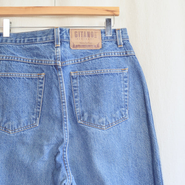 32 x 33 vintage high waisted long length gitano mid wash denim