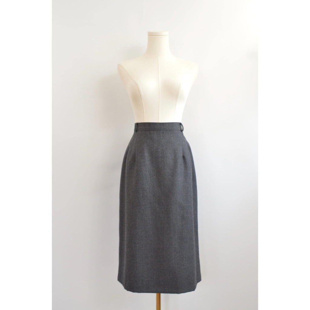 size 12 charcoal gray knee length wool tulip skirt