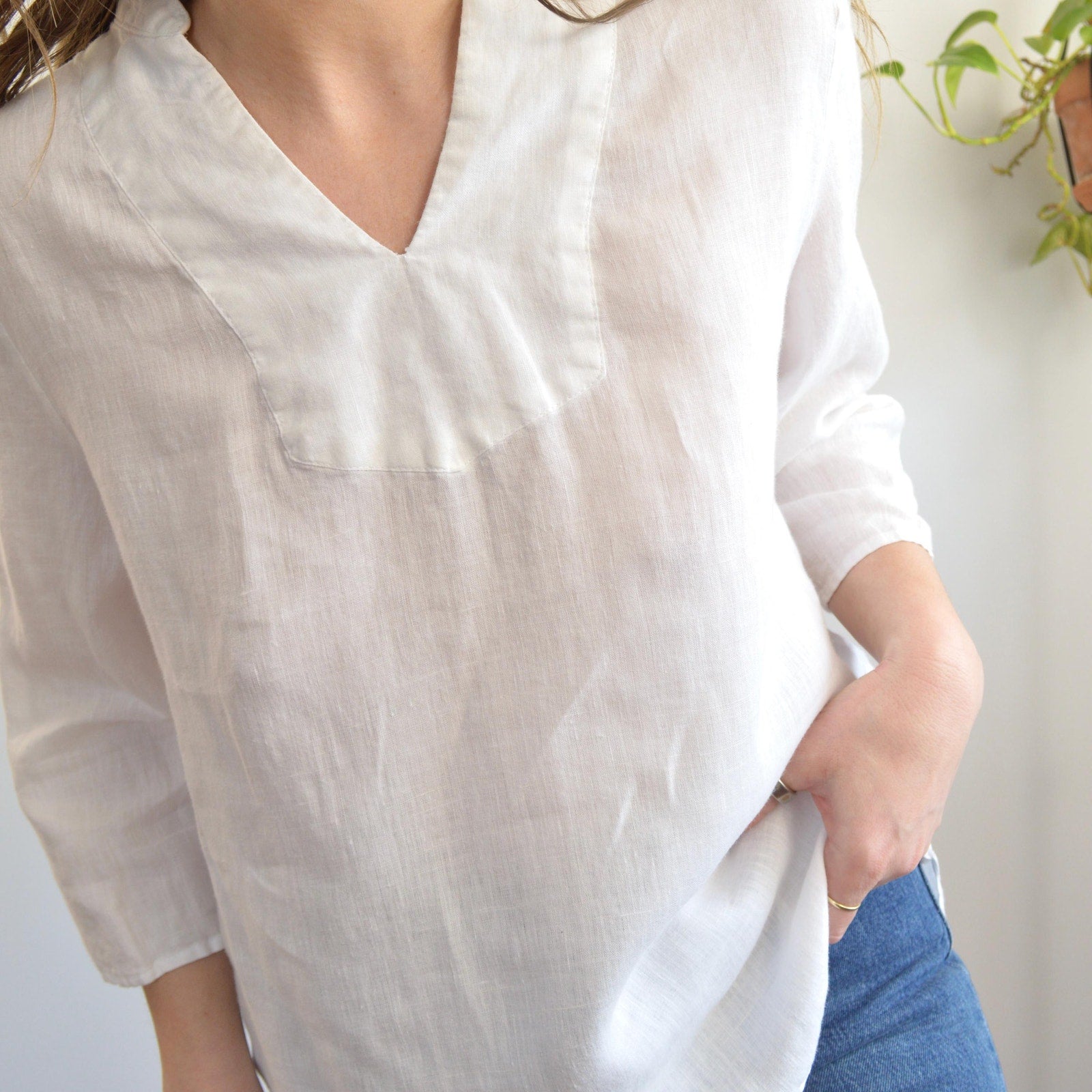 white pure linen vintage cynthia rowley blouse
