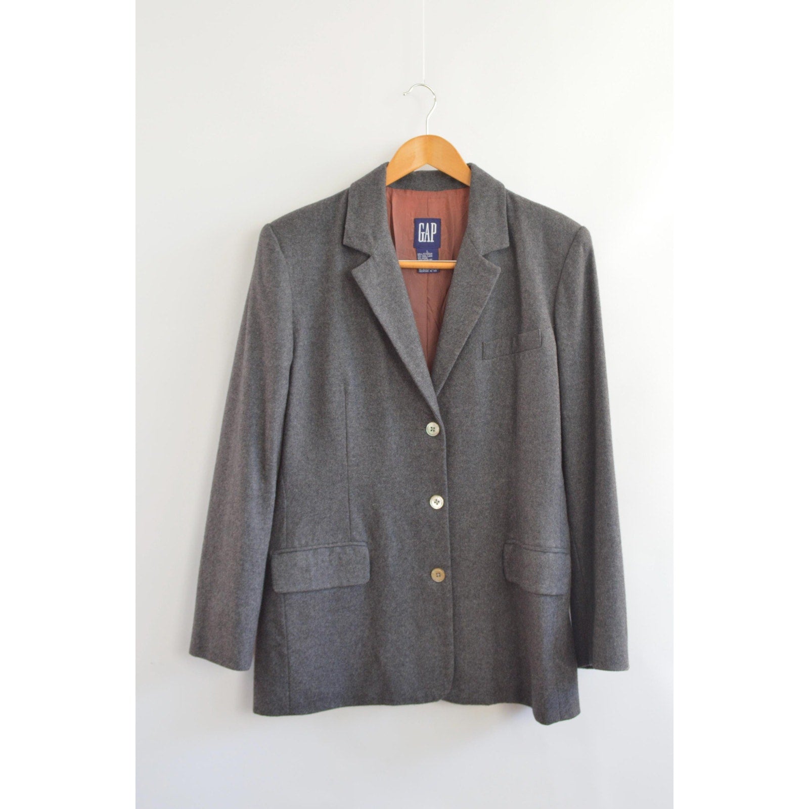 oversized wool blend vintage charcoal gray gap blazer