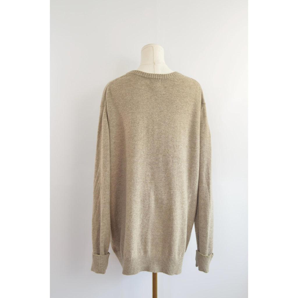 oversized cozy vintage ll bean v neck oatmeal wool sweater