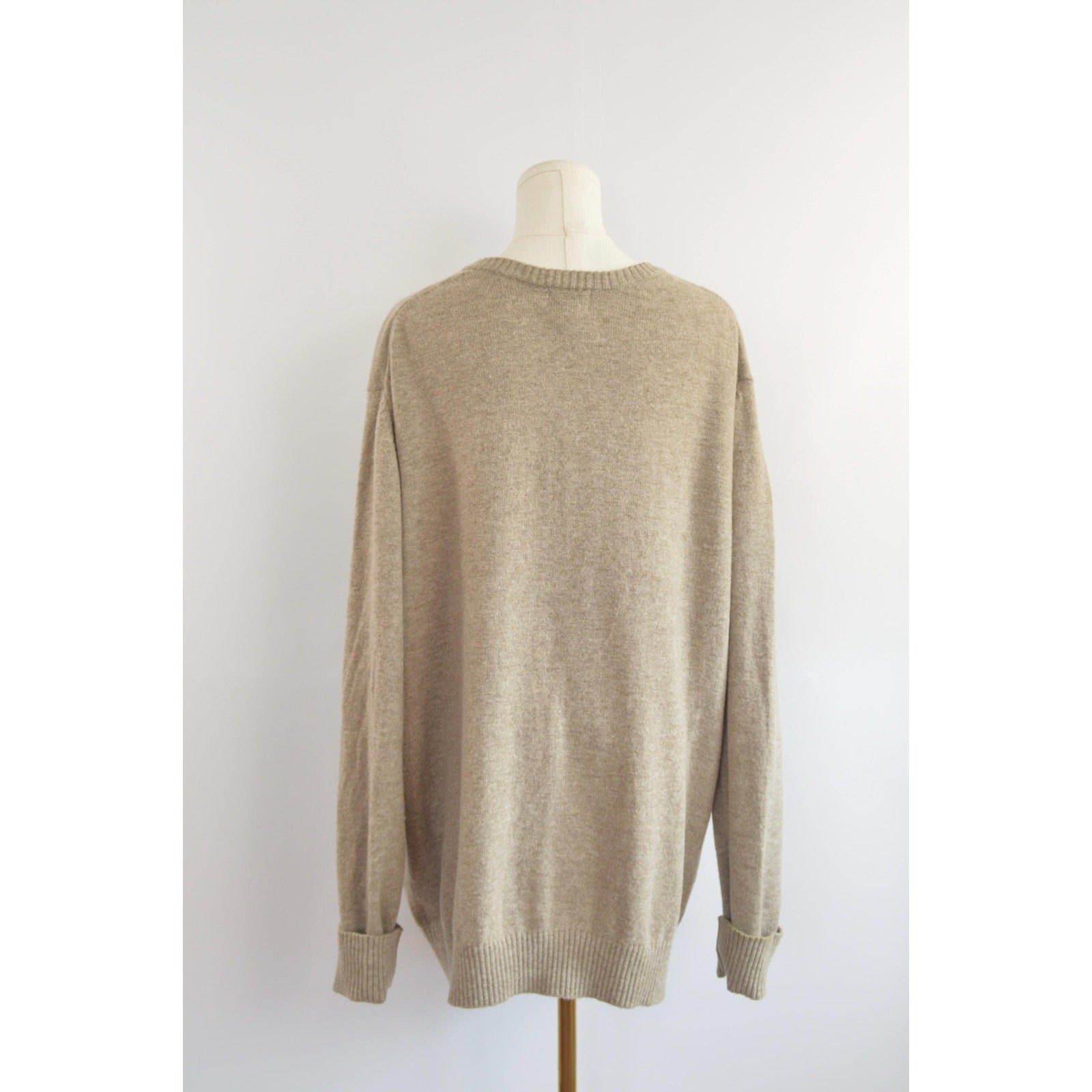 oversized cozy vintage ll bean v neck oatmeal wool sweater