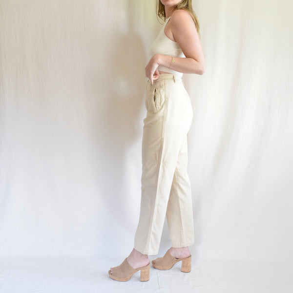 31" light tan cotton vintage liz claiborne high waisted pants