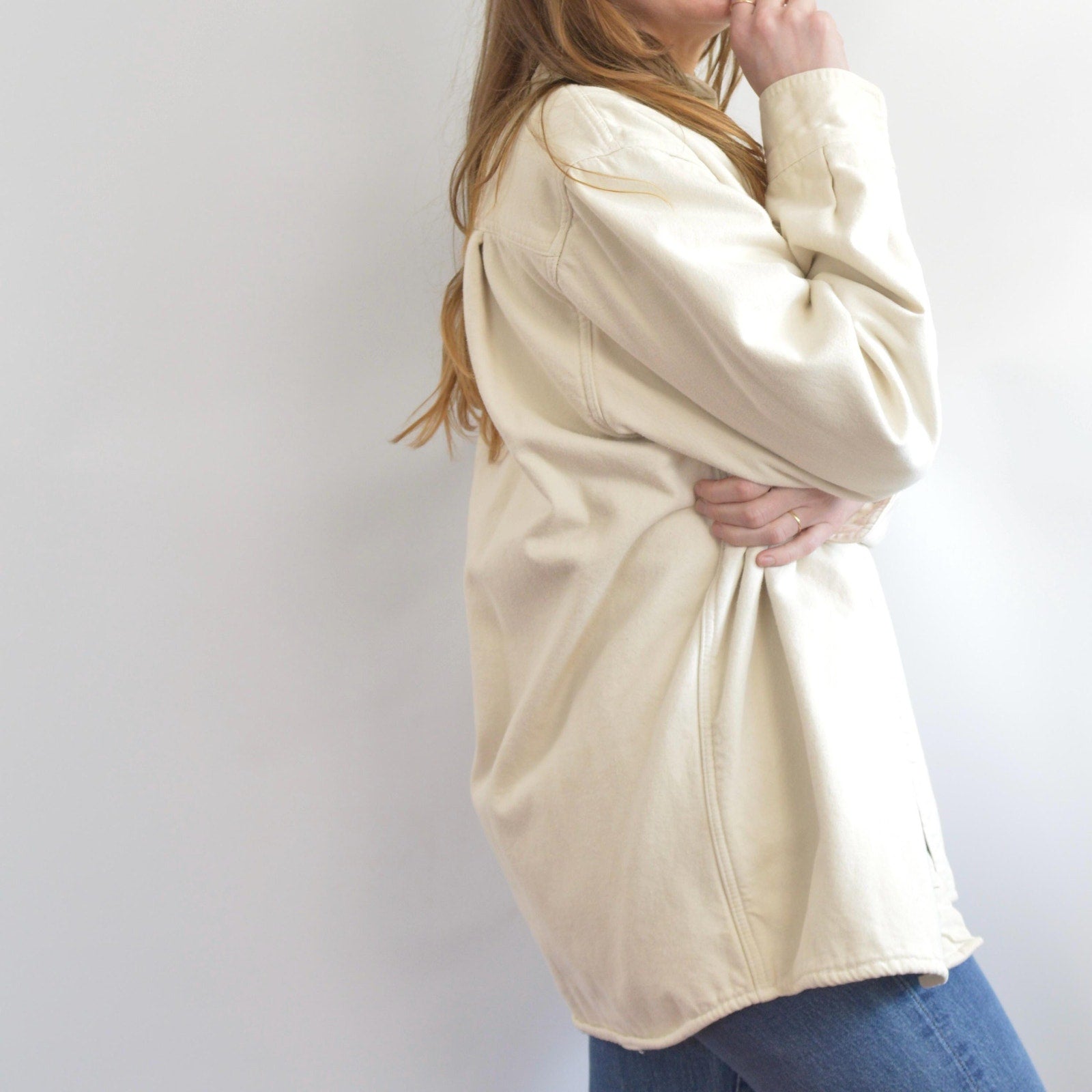 fleece lined cream cotton chore coat