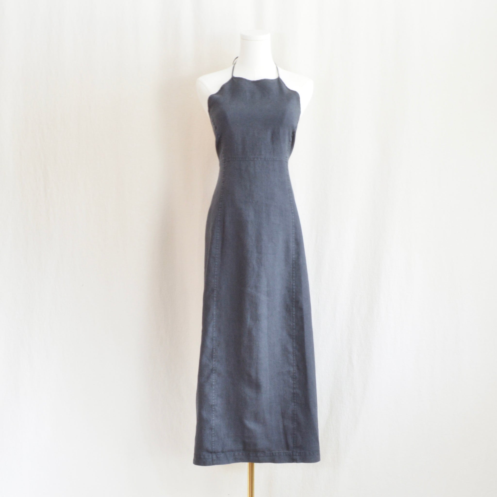 small country road black halter top pure linen dress