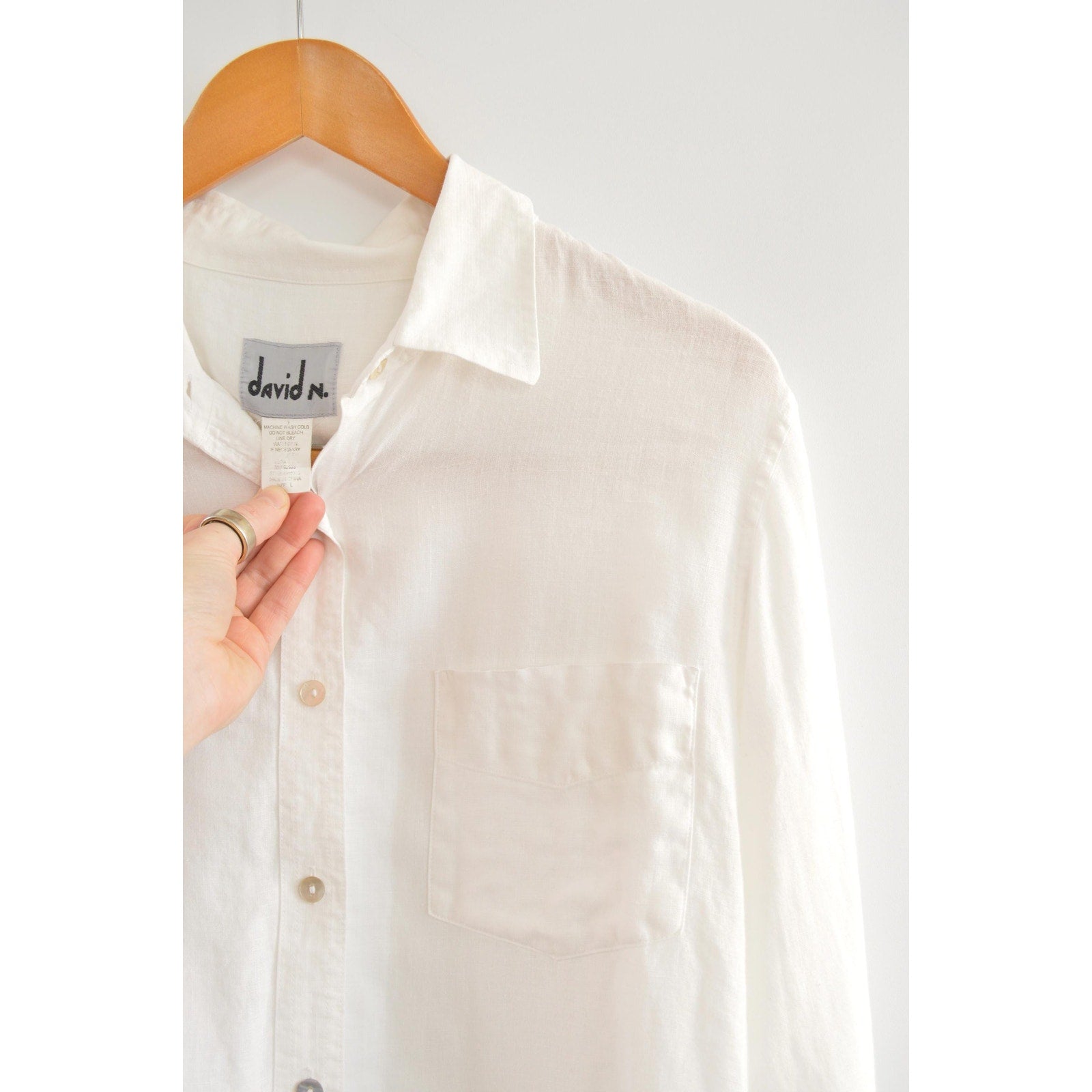 perfect flowy white linen button down top