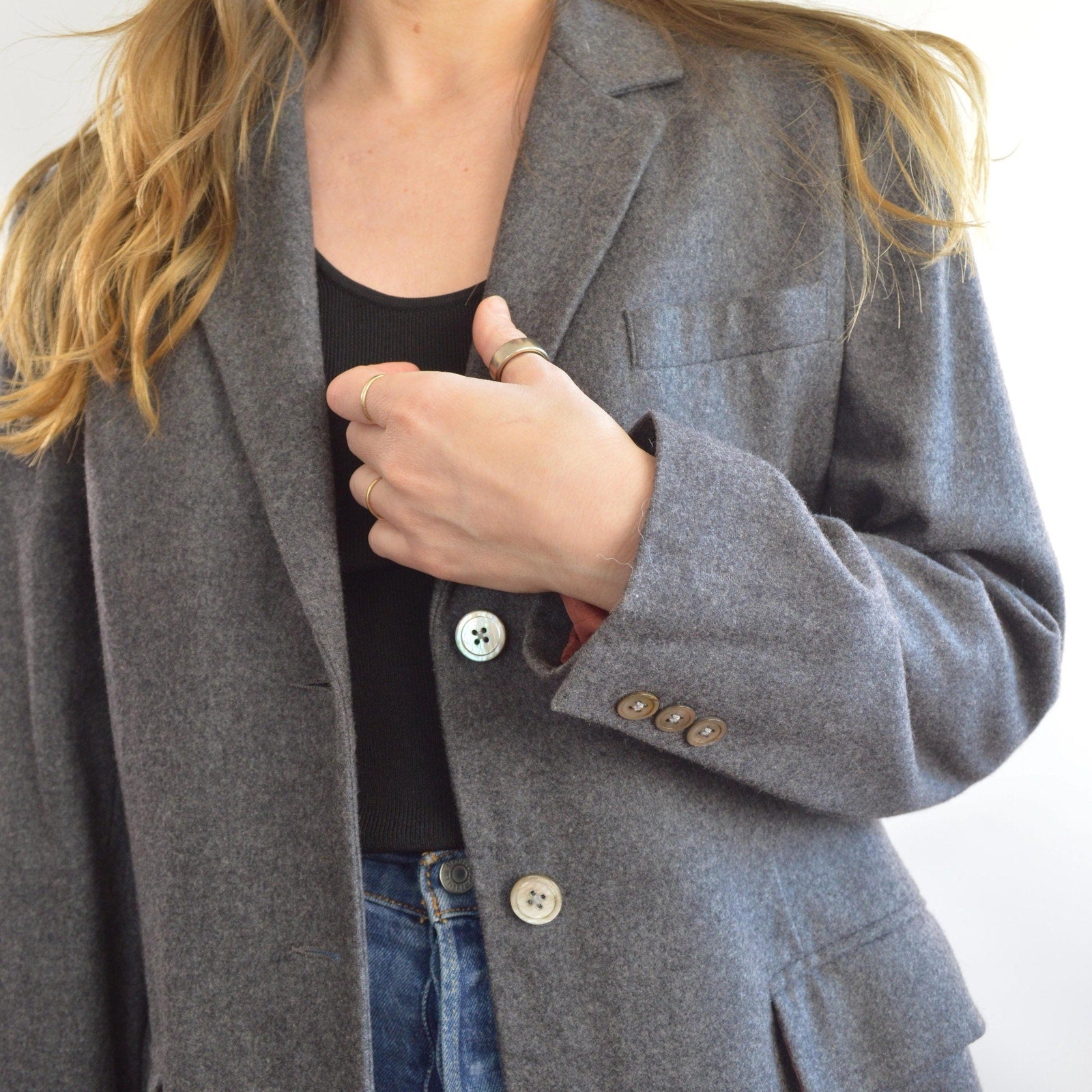 oversized wool blend vintage charcoal gray gap blazer