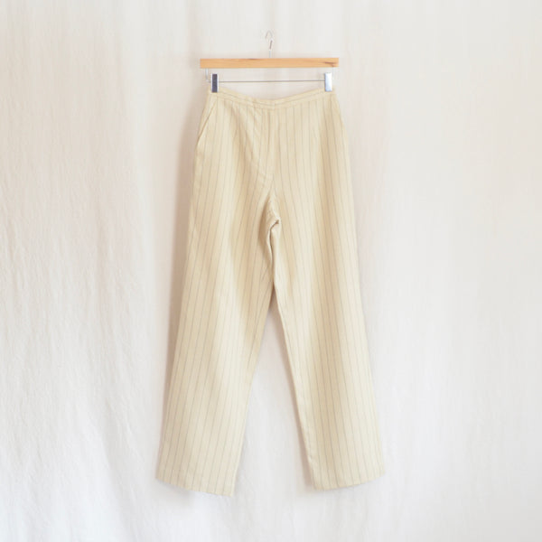 27 x 30  high waisted straight leg wool blend beige striped pants