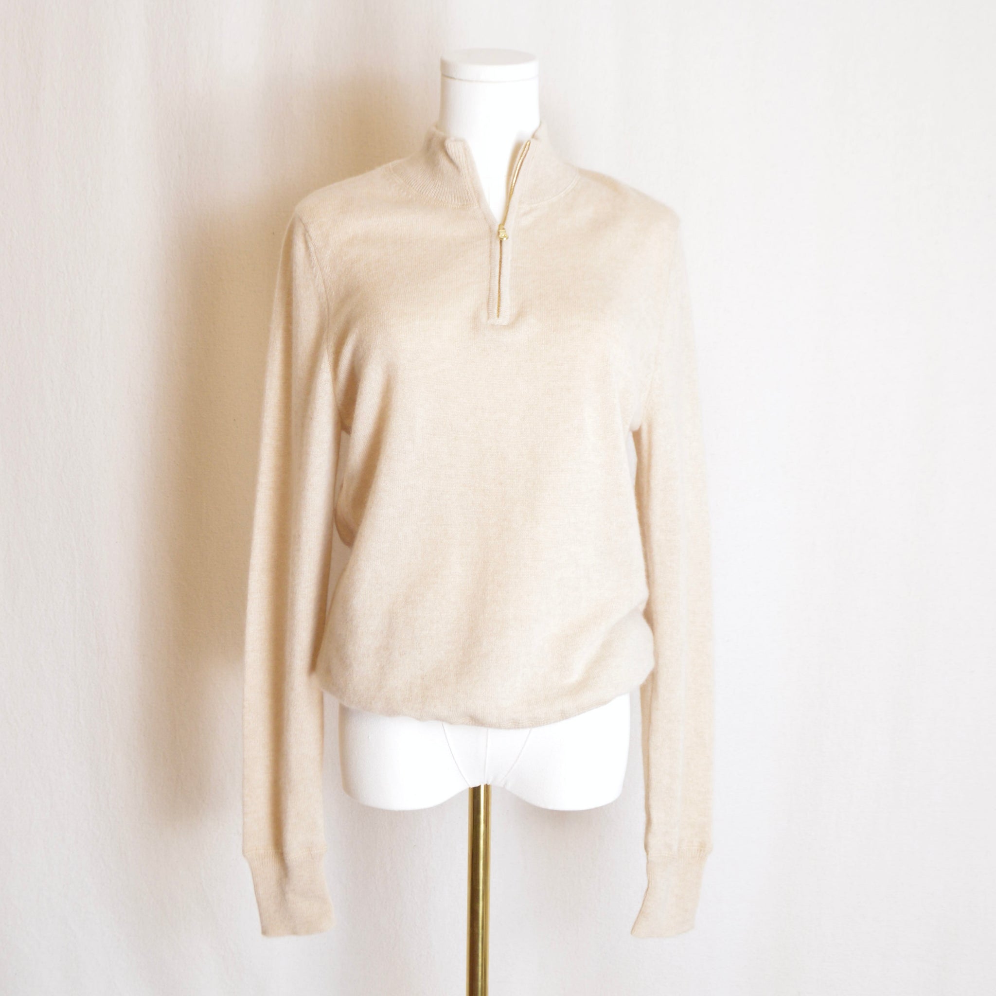 perfect oatmeal cashmere half zip sweater