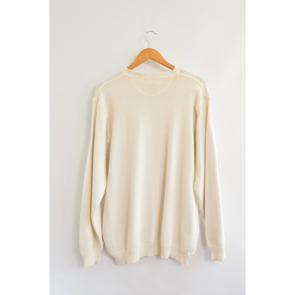 classic off white crew neck vintage eddie bauer cotton sweater
