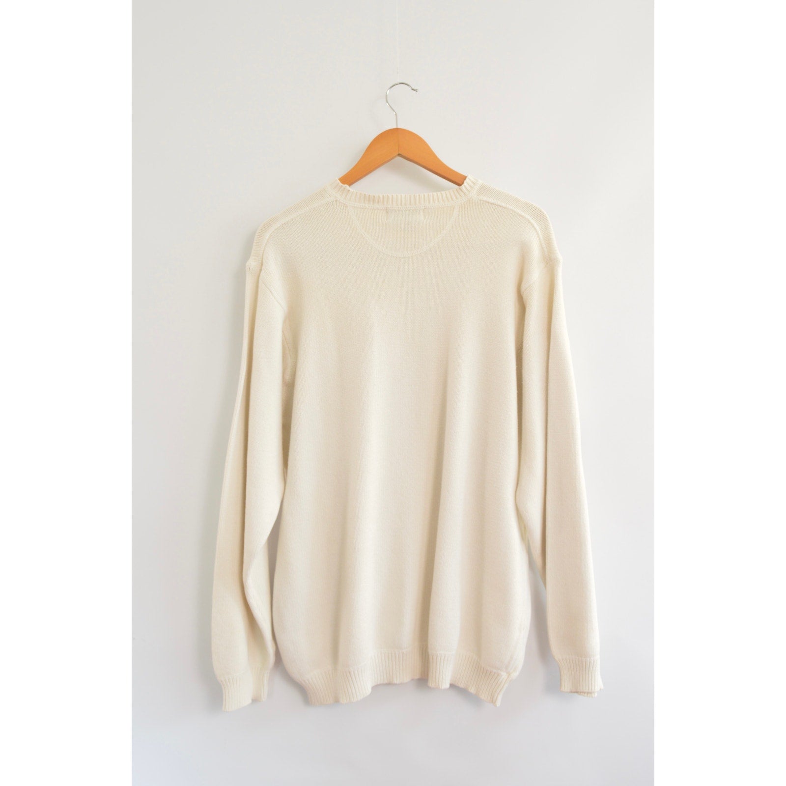 classic off white crew neck vintage eddie bauer cotton sweater