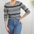 navy and white vintage tommy hilfiger cotton crew neck sweater