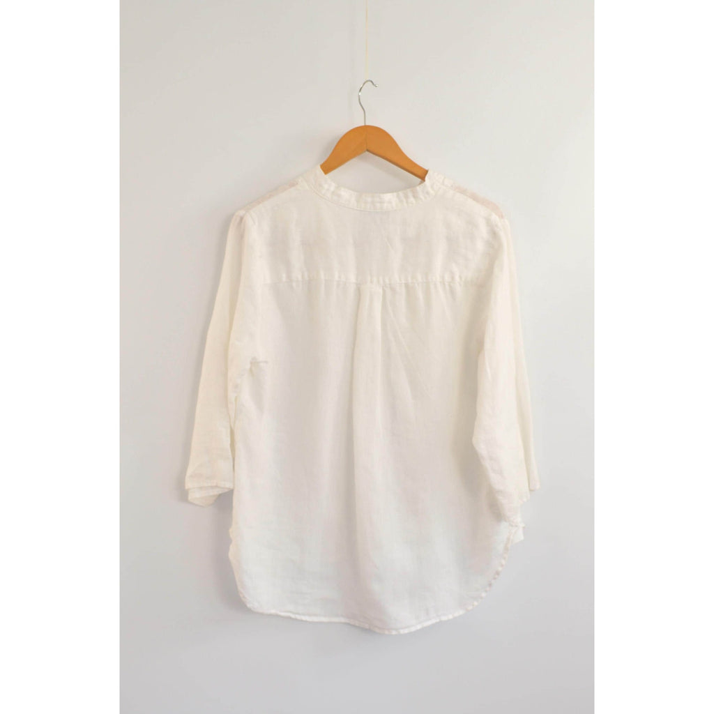 white pure linen vintage cynthia rowley blouse